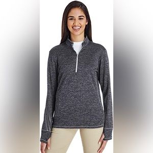 NWOT Adidas Brushed Terry Heathered Quarter-Zip Pullover